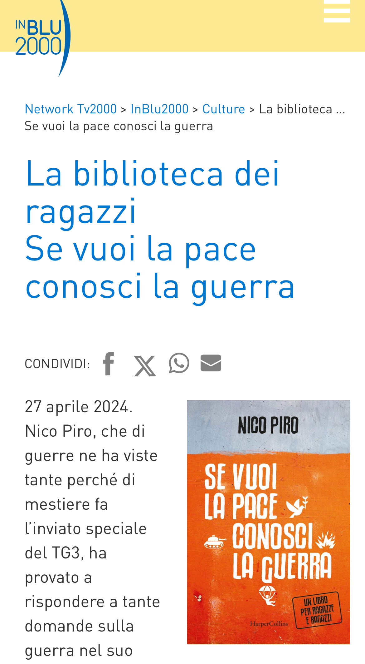 Se Vuoi La Pace Conosci La Guerra “Se vuoi la pace, conosci la guerra” a Radio InBlu - Nico Piro