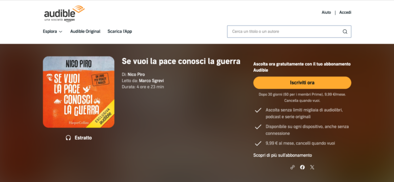 E’ uscito l’audiolibro di “Se vuoi la Pace, conosci la Guerra”